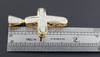 Diamond Mini Domed Cross Pendant 10K Yellow Gold Round Cut Pave Charm 0.94 Ct.