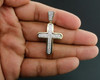 Diamond Mini Domed Cross Pendant 10K Yellow Gold Round Cut Pave Charm 0.94 Ct.