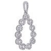 10K White Gold Diamond Flower Halo Teardrop Pendant Cut Out Charm 1.05" 0.50 CT.