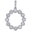 10K White Gold Diamond Flower Halo Circle Pendant Cut Out Charm 1" 0.50 CT.