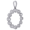 10K White Gold Diamond Flower Halo Circle Pendant Cut Out Charm 1" 0.50 CT.