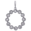 10K White Gold Diamond Flower Halo Circle Pendant Cut Out Charm 1" 0.50 CT.