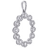 10K White Gold Diamond Flower Halo Oval Pendant Cut Out Charm 1.05" 0.50 CT.