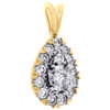 14K Yellow Gold Diamond Double Teardrop Halo Pendant Mircale Set Charm .70" 1 CT