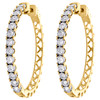 10K Yellow Gold Miracle Set Diamond Large 3.25mm Hinged Hoop Earrings 1 CT.