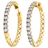 10K Yellow Gold Miracle Set Diamond Large 3.25mm Hinged Hoop Earrings 1 CT.