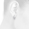 10K White Gold Miracle Set Diamond Large 3.25mm Hinged Hoop Earrings 1 CT.