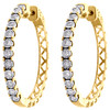 10K Yellow Gold Miracle Set Diamond Large 3mm Hinged Hoop Earrings 0.50 CT.