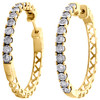 10K Yellow Gold Miracle Set Diamond Large 3mm Hinged Hoop Earrings 0.50 CT.