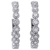 14K White Gold Round Diamond Halo Flower In & Out Hinged Hoop Earrings 1.50 CT.