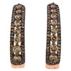 10K Rose Gold Brown Diamond Tiered Hoop/Huggie Earrings Snap Closure 1 CT.