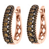 10K Rose Gold Brown Diamond Tiered Hoop/Huggie Earrings Snap Closure 0.50 CT