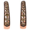 10K Rose Gold Brown Diamond Tiered Hoop/Huggie Earrings Snap Closure 1.50 CT.