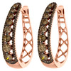 10K Rose Gold Brown Diamond Tiered Hoop/Huggie Earrings Snap Closure 1.50 CT.