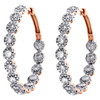 14K Rose Gold Round Diamond Halo Flower In & Out Hinged Hoop Earrings 1.50 CT.