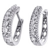 10K White Gold Diamond Tiered Hoop/Huggie Hinged Earrings Snap Closure 0.50 CT