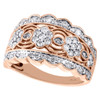 14K Rose Gold Round Diamond Ladies Floral Right Hand Ring Anniversary Band 1 CT.
