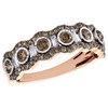 14K Rose Gold Baguette & Brown Round Diamond Halo Ladies Wedding Band 1 CT.