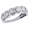 14K White Gold Tapered Baguette & Round Diamond Halo Ladies Wedding Band 1 CT.