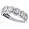 14K White Gold Tapered Baguette & Round Diamond Halo Ladies Wedding Band 1 CT.