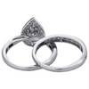 14K White Gold Diamond Teardrop / Pear Halo Engagement Wedding Bridal Set 3/4 CT