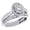 14K White Gold Solitaire Diamond Tier Halo Engagement Wedding Bridal Set 3/4 CT.