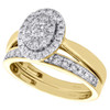14K Yellow Gold Solitaire Diamond Tier Halo Engagement Wedding Bridal Set 3/4 CT