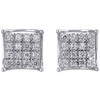 10K White Gold Round Diamond 4 Prong 3D Square 9.75mm Stud Earrings 0.50 CT.