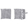 10K White Gold Pave Set Dimaond 4 Prong 3D Square 12.25mm Stud Earrings 0.50 CT.
