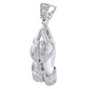 Diamond Praying Hands Pendant Mens .925 Sterling Silver Rosary Charm 0.26 Tcw