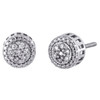 10K White Gold Round Diamond Flower Circle 3D 9mm Studs Small Earrings 0.15 CT.