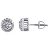 10K White Gold Round Diamond Flower Circle 3D 9mm Studs Small Earrings 0.15 CT.