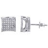10K White Gold Pave Set Diamond 4 Prong 3D Square Studs Mini Earrings 0.25 CT.