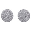 10K White Gold Round Diamond Cluster Circle 3D Studs Greek Key Earrings 0.15 CT.