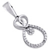 10K White Gold Diamond Intertwined Heart w/ Flower & Teardrop Pendant 0.10 CT.