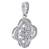 .925 Sterling Silver Diamond Flower in Frame Pendant 0.75" Charm 0.10 CT.