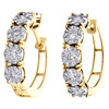 10K Yellow Gold Miracle Set Diamond Ladies 5mm Flower Hinged Hoop Earrings 1 CT.