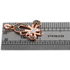 10K Rose Gold Brown & White Diamond Slanted Butterfly Pendant 1.05" 0.20 CT.