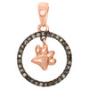 10K Rose Gold Brown Diamond Frame w/ Paw Print Dangle Pendant 0.85" 0.20 CT.