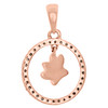 10K Rose Gold Brown Diamond Frame w/ Paw Print Dangle Pendant 0.85" 0.20 CT.