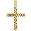 10K Yellow Gold Mens Cluster Diamond Cross Pendant 1.95" Pave 3D Charm 0.80 CT.