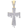 10K Yellow Gold Mens Genuine Diamond Cross Pendant 2.35" Pave Drip Charm 1 CT.