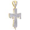 10K Yellow Gold Mens Genuine Diamond Cross Pendant 2.35" Pave Drip Charm 1 CT.