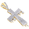 10K Yellow Gold Mens Genuine Diamond Cross Pendant 2.35" Pave Drip Charm 1 CT.