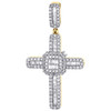 10K Yellow Gold Mens Baguette Cut Diamond Cross Pendant 1.95" Tier Charm 2.20 CT