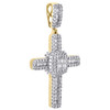 10K Yellow Gold Mens Baguette Cut Diamond Cross Pendant 1.95" Tier Charm 2.20 CT