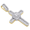 10K Yellow Gold Mens Baguette Cut Diamond Cross Pendant 1.95" Tier Charm 2.20 CT