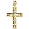 10K Yellow Gold Mens Baguette Diamond Dome Cross Pendant 2" Tiered Charm 2.53 CT