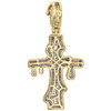 10K Yellow Gold Genuine Diamond Drip Cross Pendant 1.65" Mens Pave Charm 0.45 CT