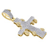 10K Yellow Gold Genuine Diamond Drip Cross Pendant 1.65" Mens Pave Charm 0.45 CT